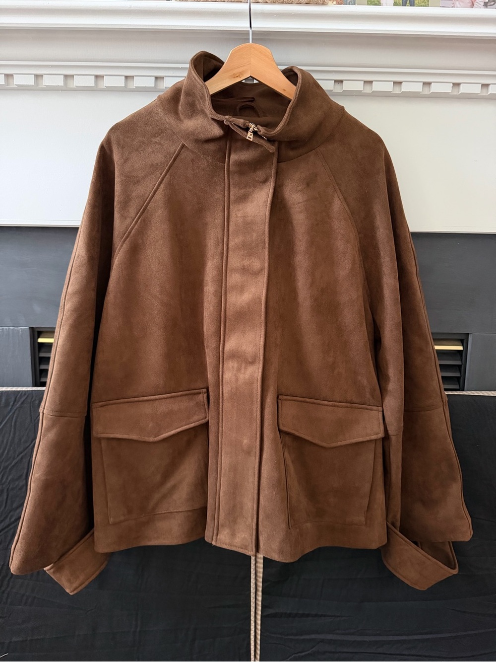 Zara 4344/158 NWT L Brown Suede Jacket - Classic Casual Coat - Picture 2 of 5